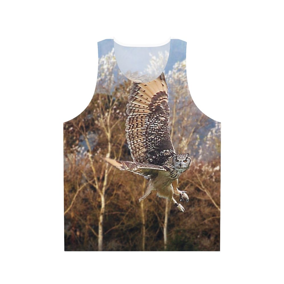 Unisex tank top with an Eurasian eagle owl design