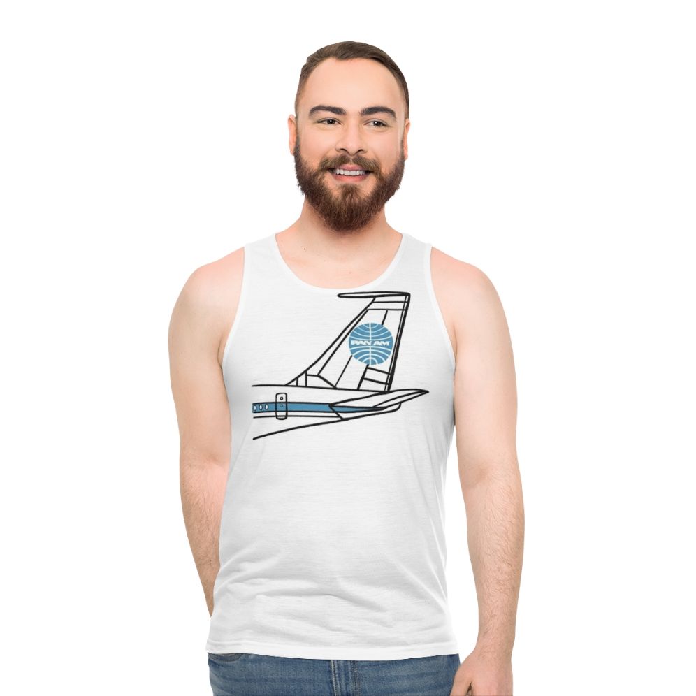 Unisex tank top with Panam Airlines airplane design