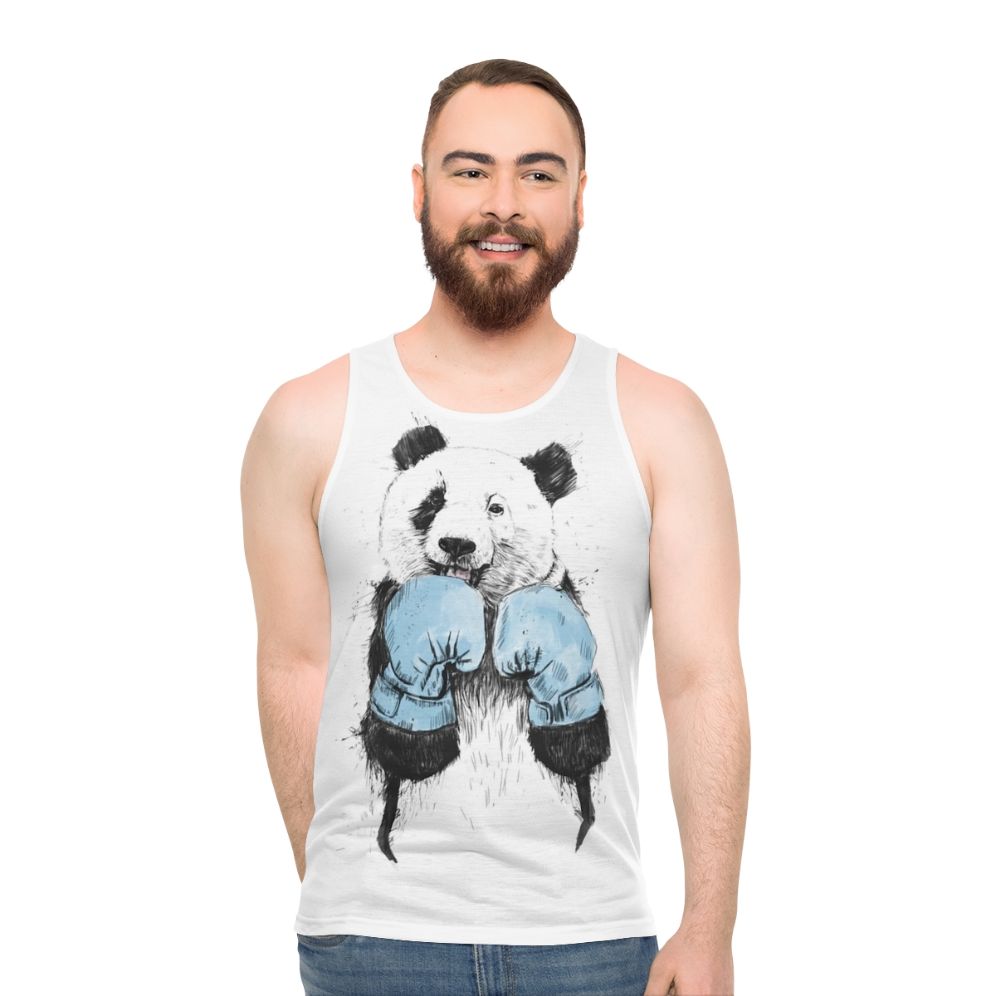 Unisex panda boxer tank top with funny animal print design