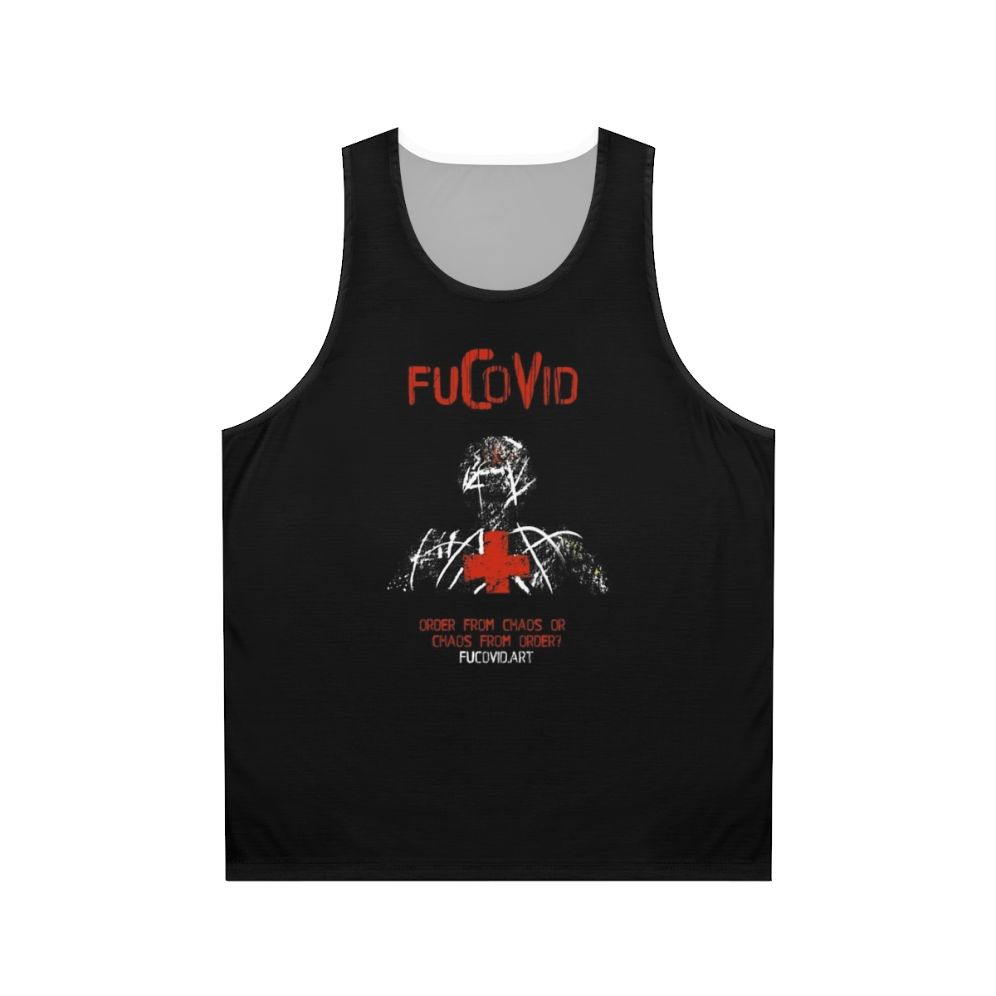 Unisex tank top with pandemic sculpture art design