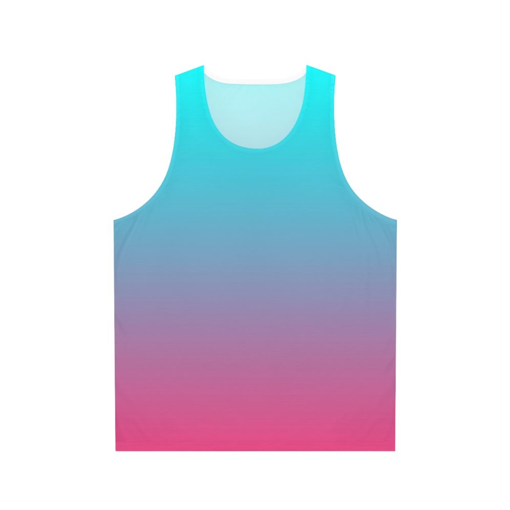 Unisex pastel gradient tank top in aqua and pink