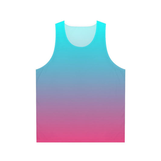 Unisex pastel gradient tank top in aqua and pink