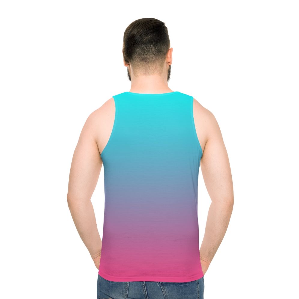 Unisex pastel gradient tank top in aqua and pink