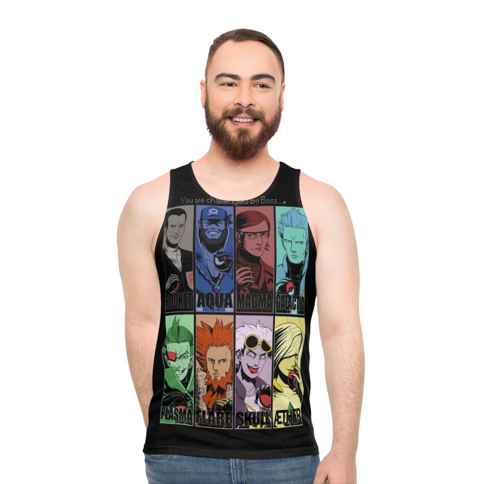 Unisex tank top with Pokemon-inspired team designs