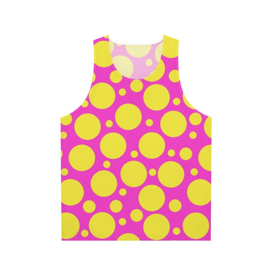 Unisex polka dot tank top in hot pink and yellow
