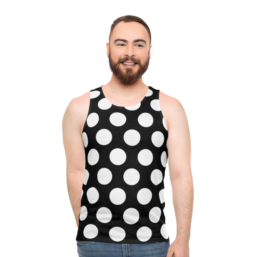 Unisex polka dot tank top in black and white