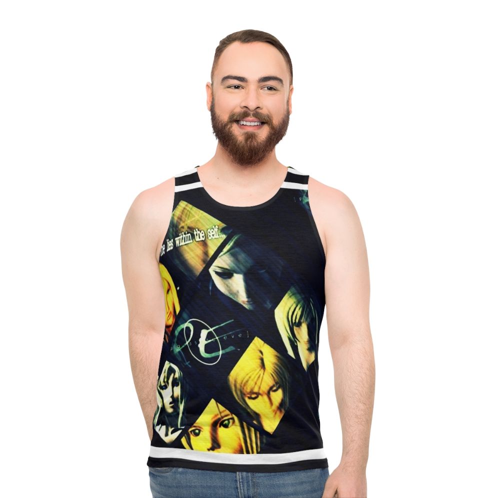 Unisex pop culture tank top featuring video game graphics