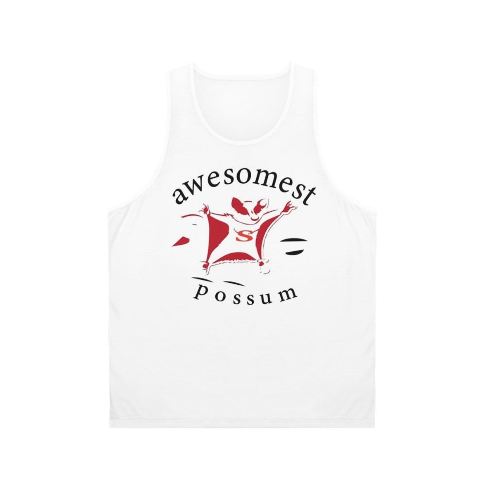 Unisex possum-themed tank top with a trendy, counter-culture design
