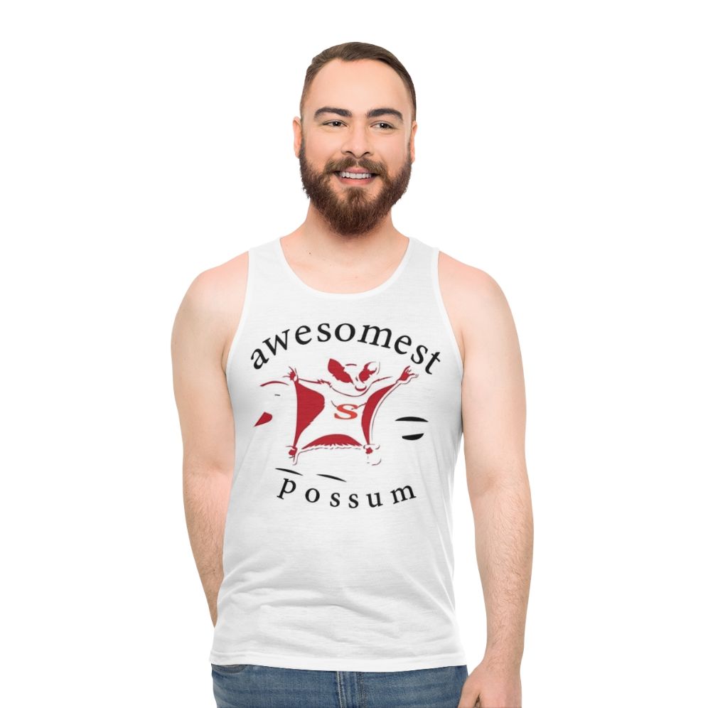 Unisex possum-themed tank top with a trendy, counter-culture design