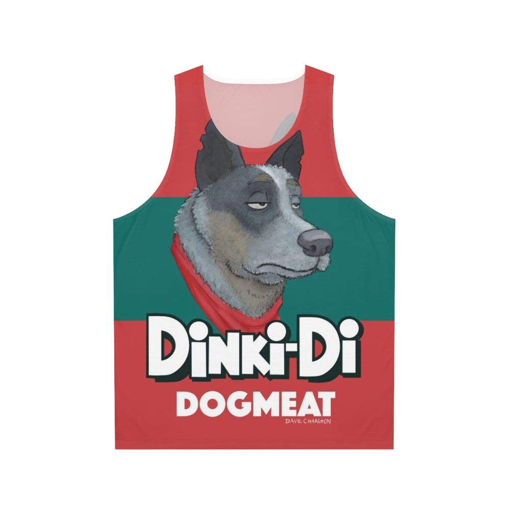 Unisex Dinki Di Dogmeat tank top inspired by the post-apocalyptic world of Mad Max and Fallout