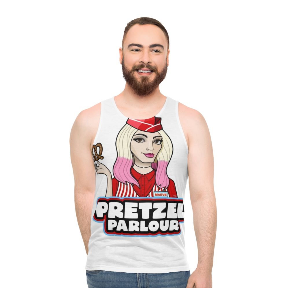 Unisex Pretzel Parlour Tank Top featuring Sex Education's Maeve Wiley