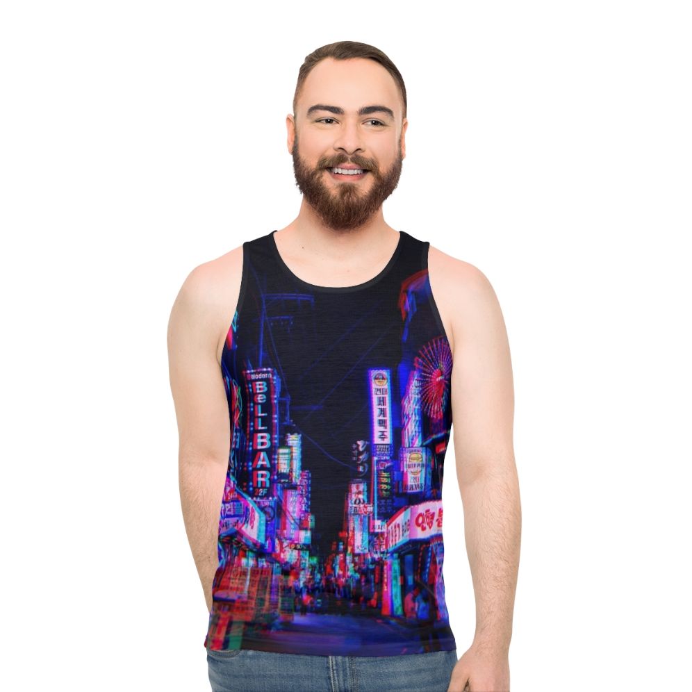 Unisex psychedelic neon nights tank top