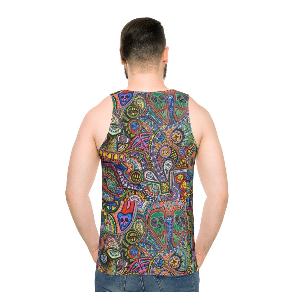Unisex tank top with psychedelic patterns and colorful original artwork