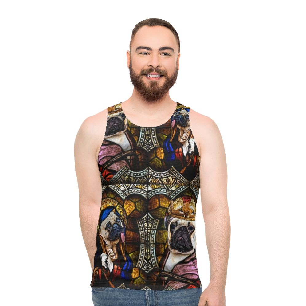 Unisex pug stained glass tank top