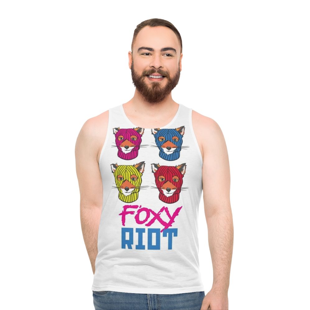 Unisex punk rock fox graphic tank top