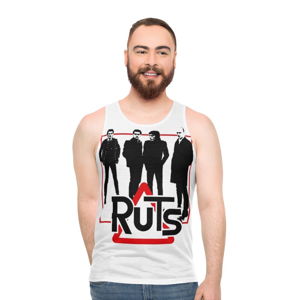 Unisex punk rock tank top featuring The Ruts band logo