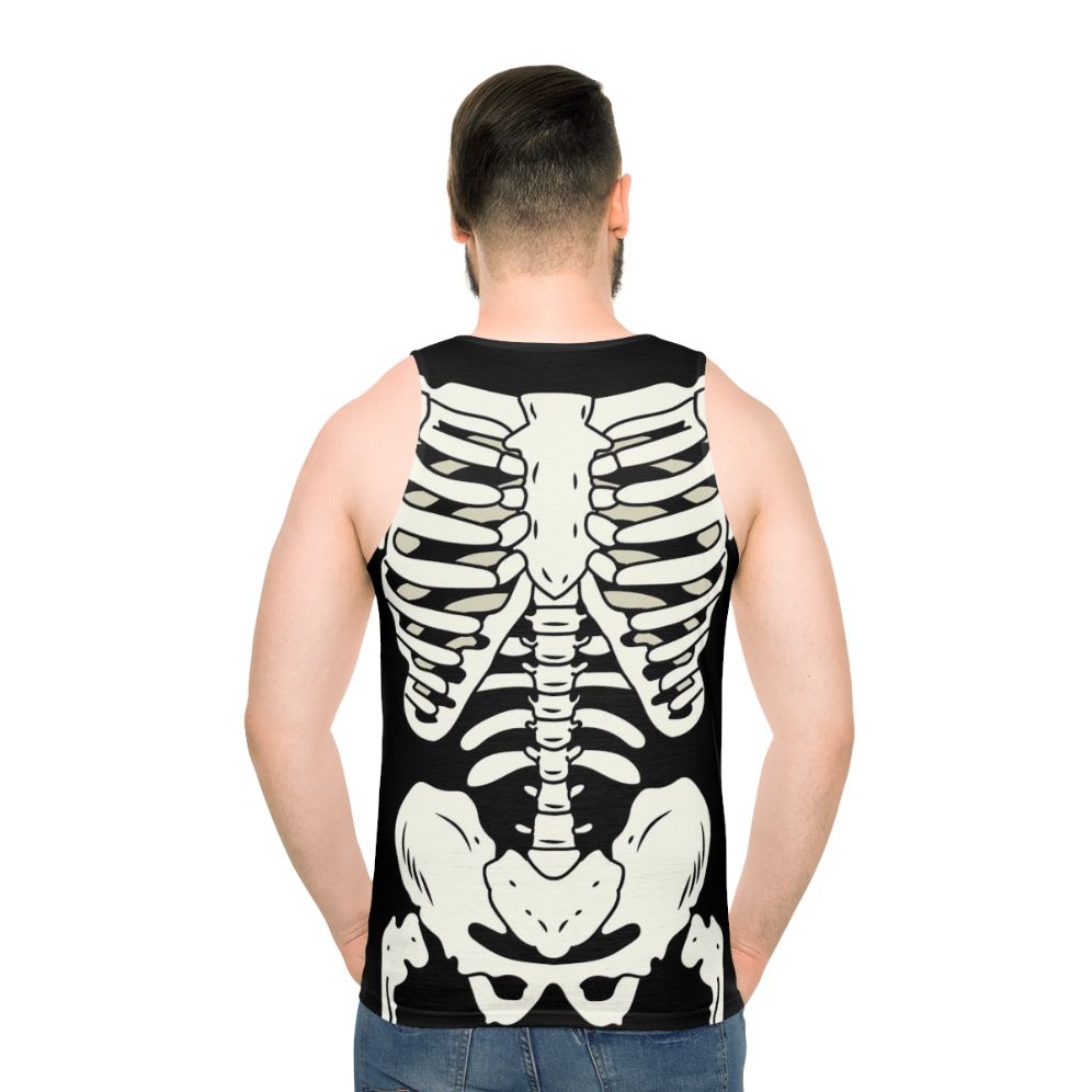 Unisex punk skeleton tank top with ribcage design