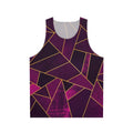 Unisex purple and gold lines abstract graphic tank top