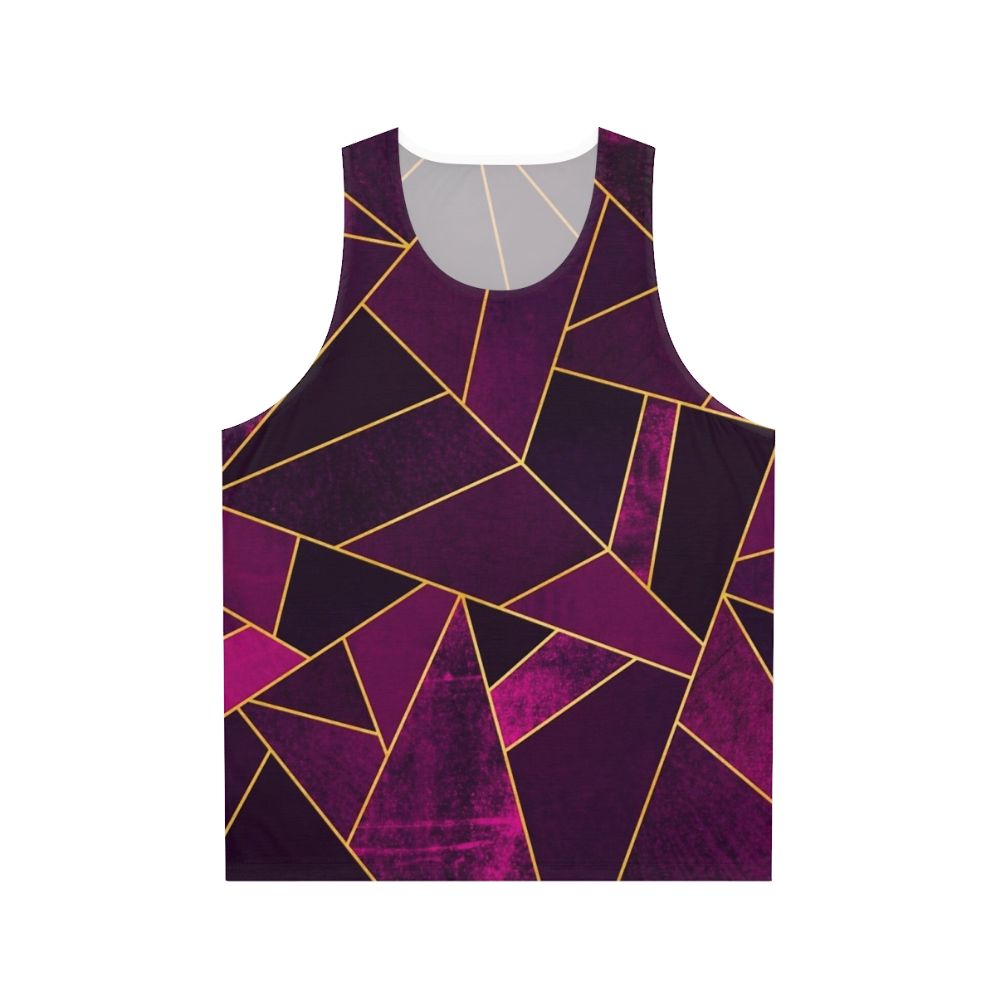 Unisex purple and gold lines abstract graphic tank top