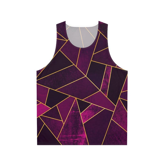 Unisex purple and gold lines abstract graphic tank top