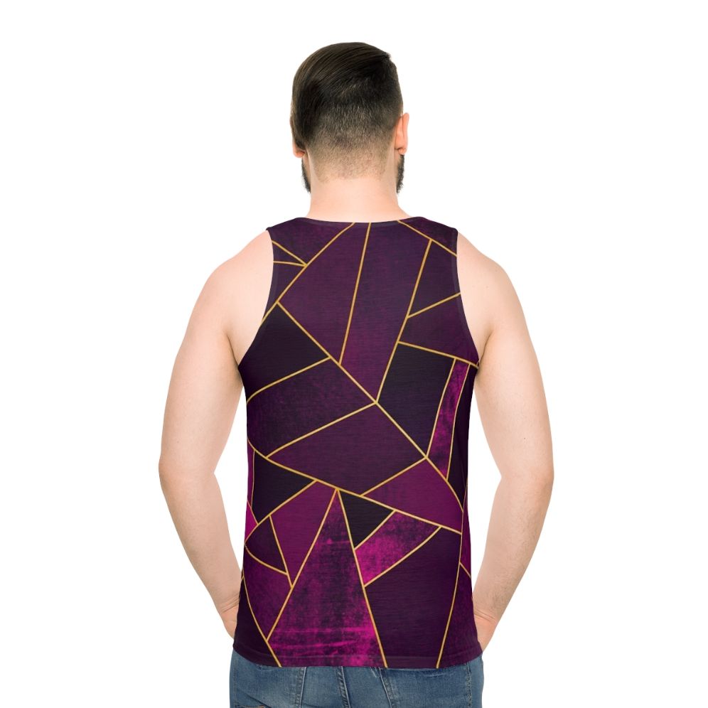 Unisex purple and gold lines abstract graphic tank top