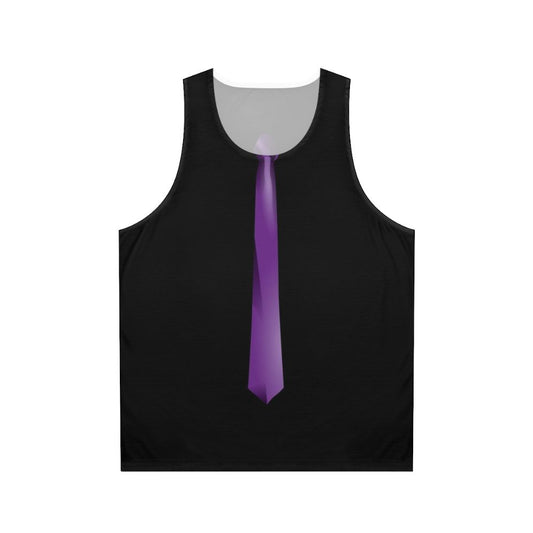 Unisex purple tie graphic design tank top