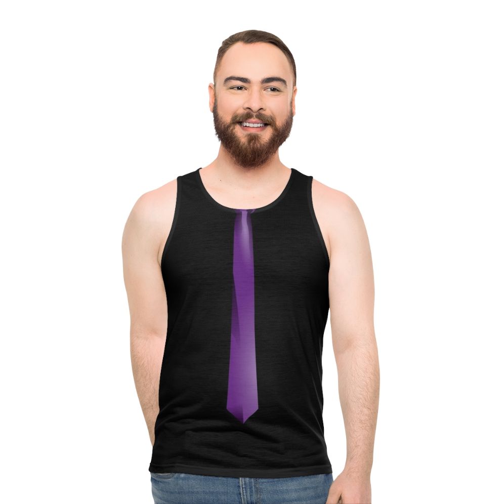 Unisex purple tie graphic design tank top