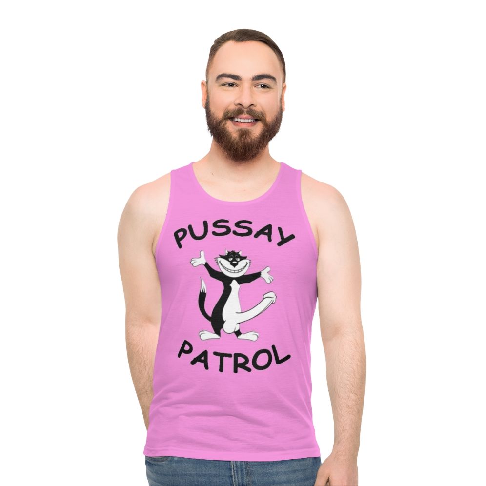 Unisex Pussay Patrol comedy TV show tank top