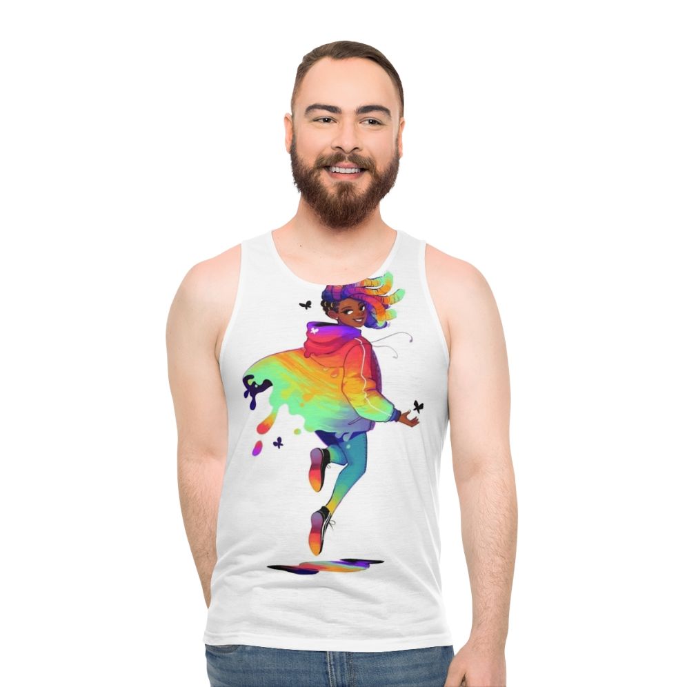 Unisex raincoat tank top with graphic design