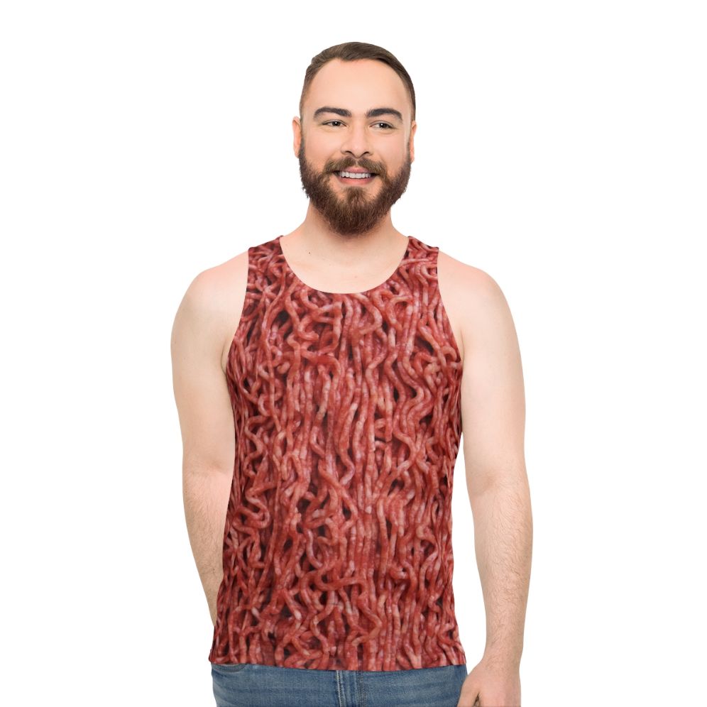 Unisex raw ground beef tank top