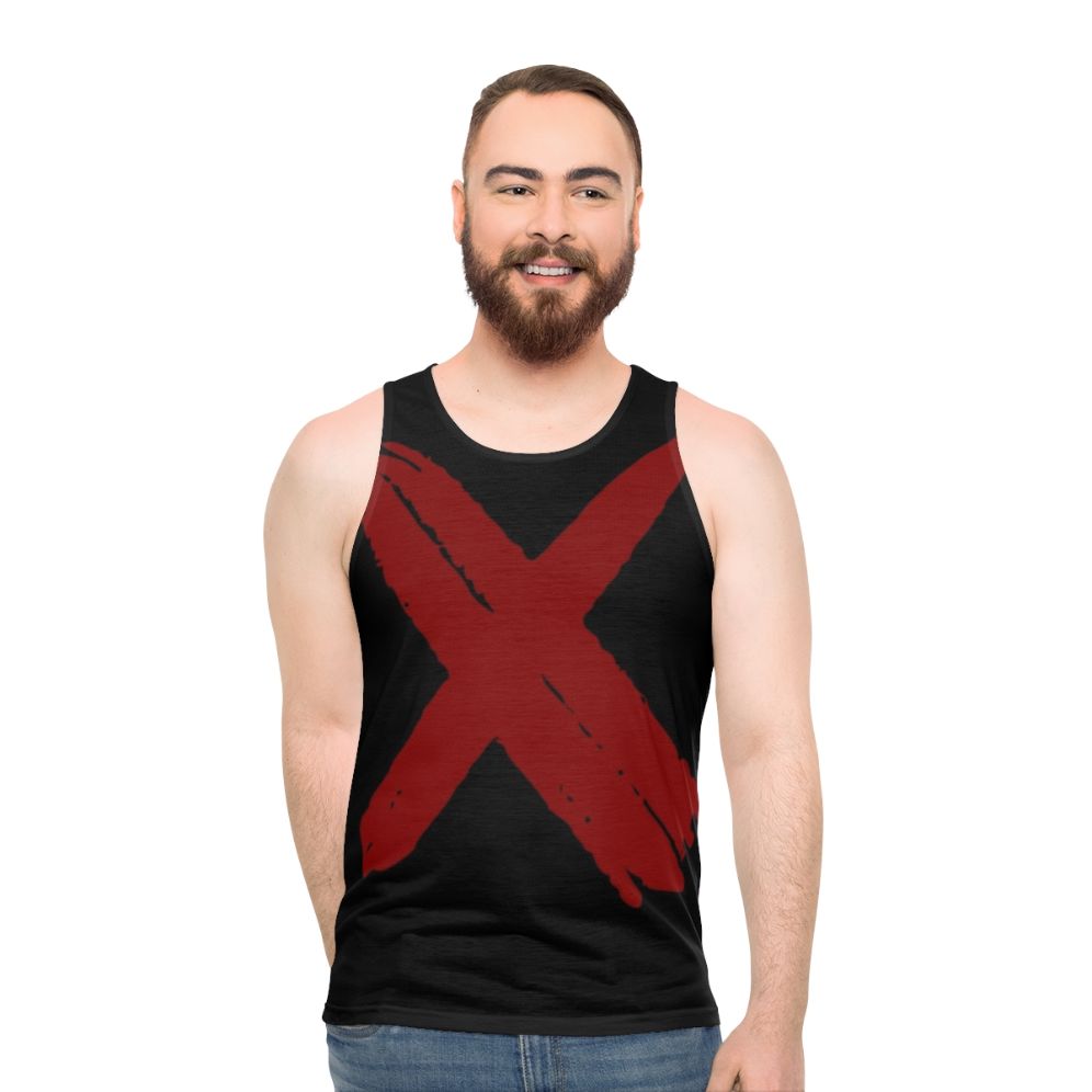 Unisex red cross graphic tank top