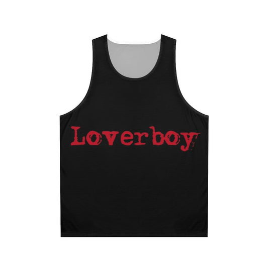 Unisex red tank top with Loverboy band logo