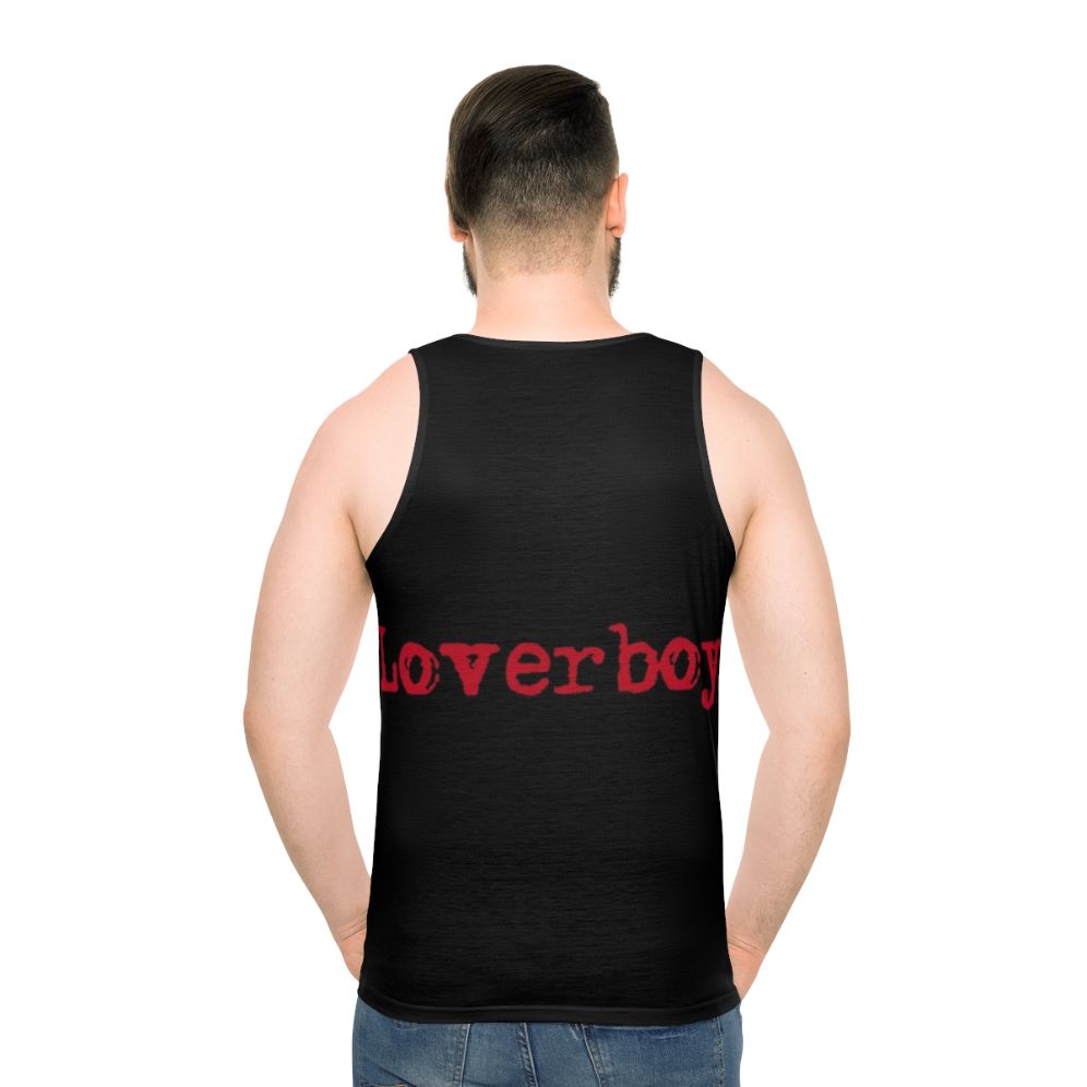 Unisex red tank top with Loverboy band logo