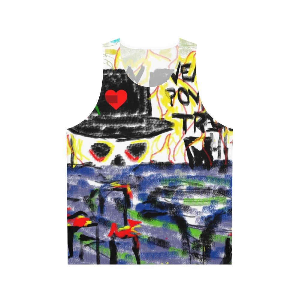 Unisex reggae dancehall electro tank top with conceptual artwork