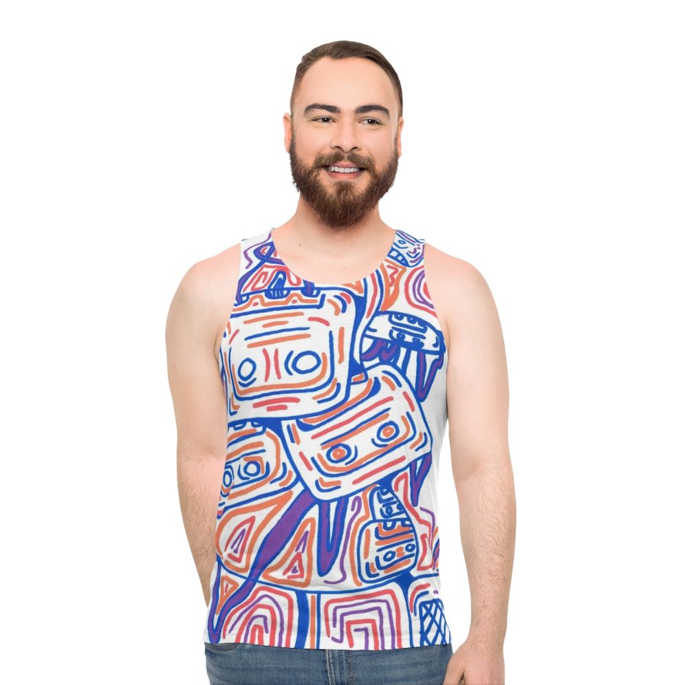 Unisex retro cassette tape graphic tank top