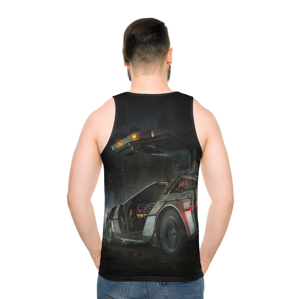 Unisex retro tank top with Back to the Future and Delorean design