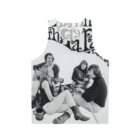 Unisex retro tank top featuring The Mamas and The Papas band logo