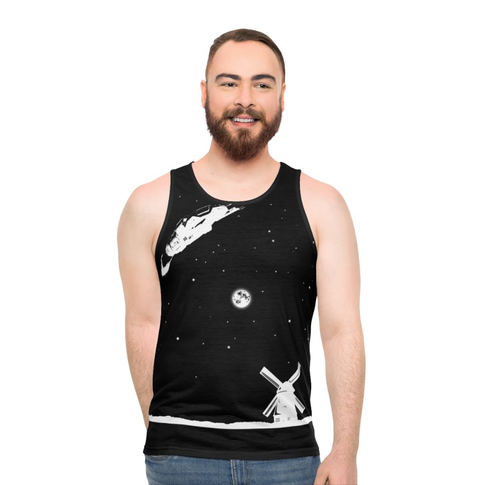 Unisex Rocinante2 sci-fi tank top with windmill design