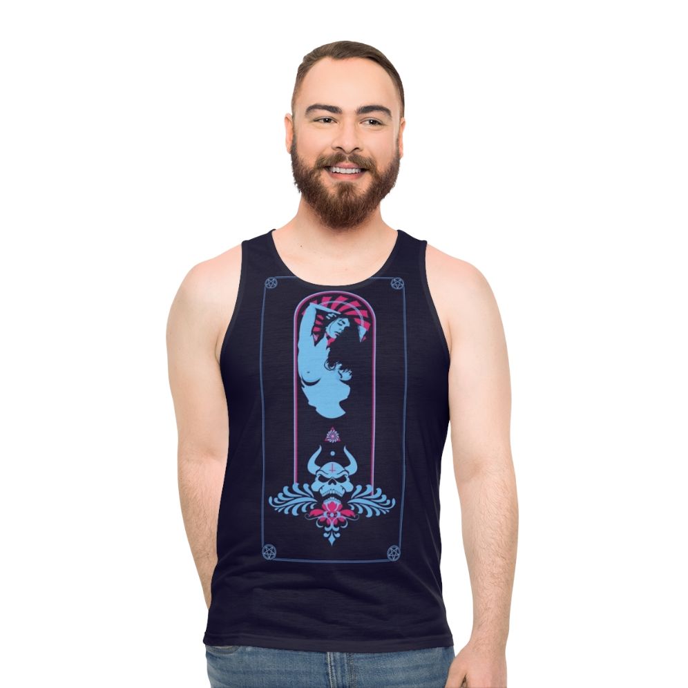 Unisex tank top with satanic and occult symbols