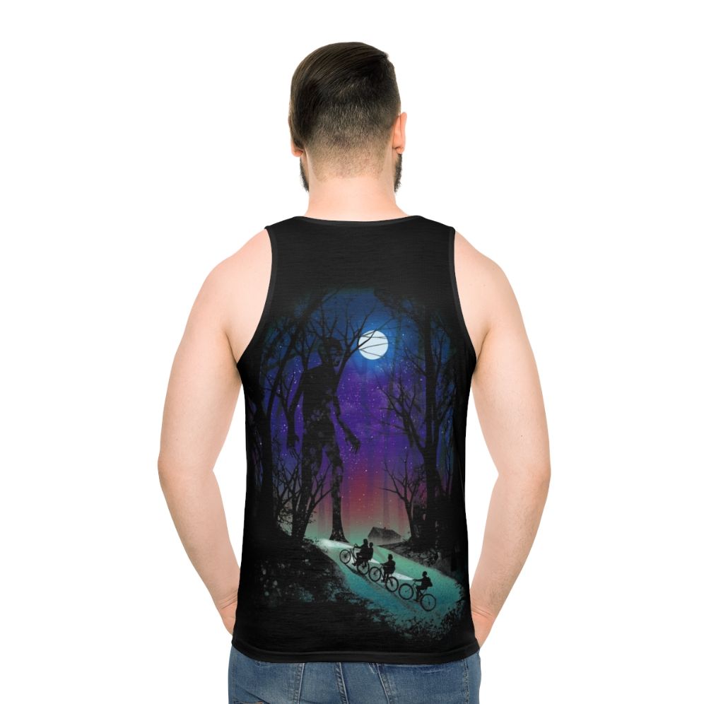 Unisex sci-fi and horror inspired Stranger In The Woods tank top