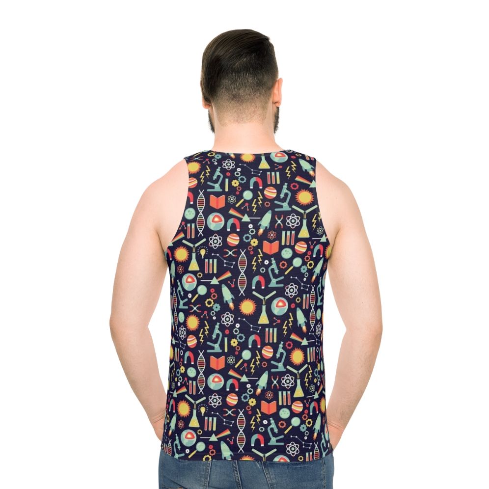 Unisex science studies tank top with beaker and test tube pattern