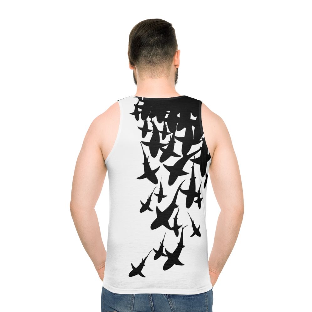 Unisex tank top with a striking shark pattern