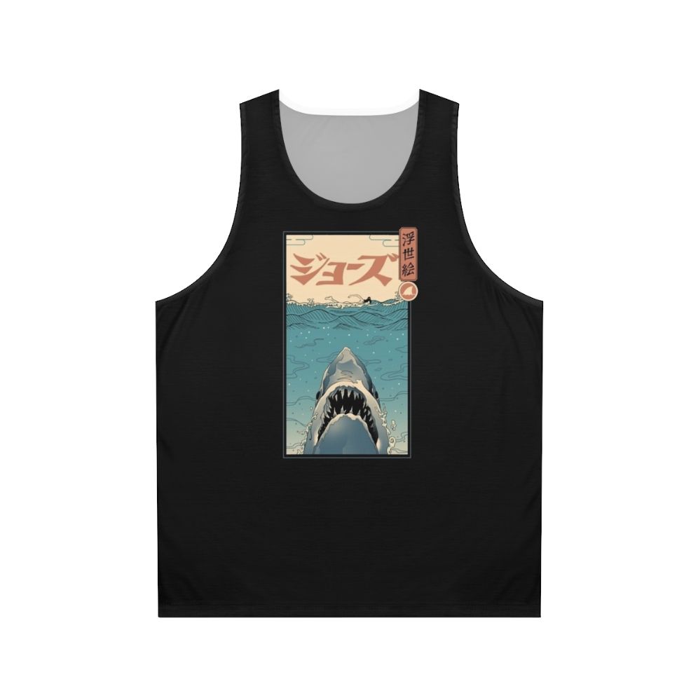 Unisex shark ukiyo e tank top