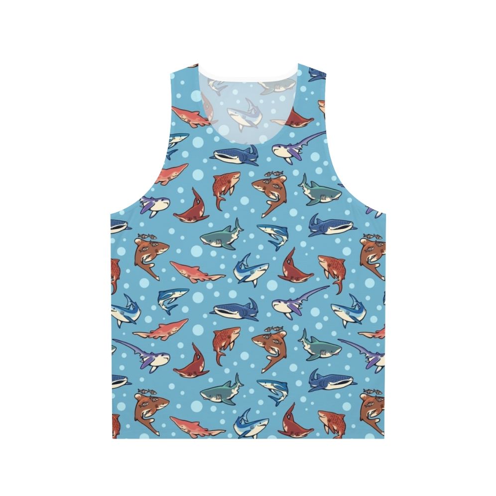 Unisex tank top with sharks pattern design