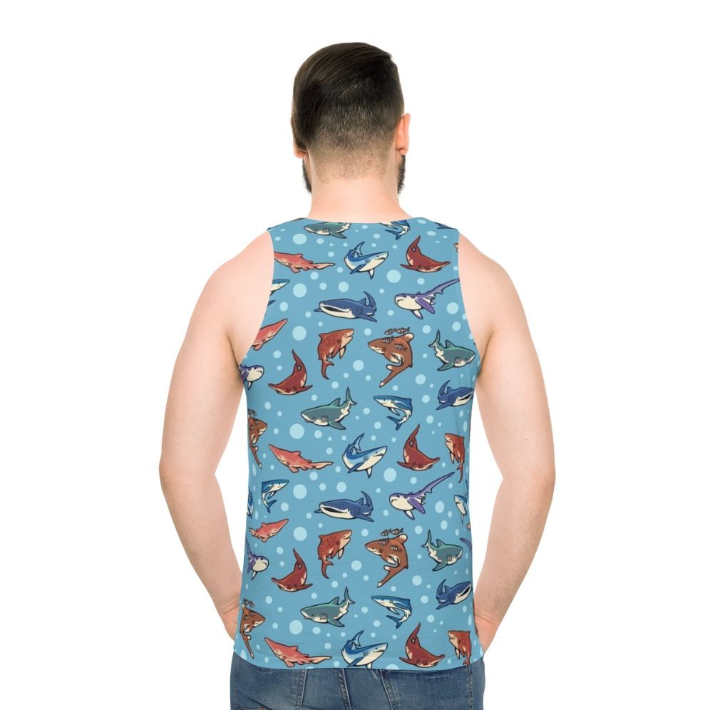 Unisex tank top with sharks pattern design