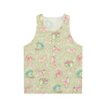 Unisex shiba inu tank top with matcha green tea and spring floral pattern
