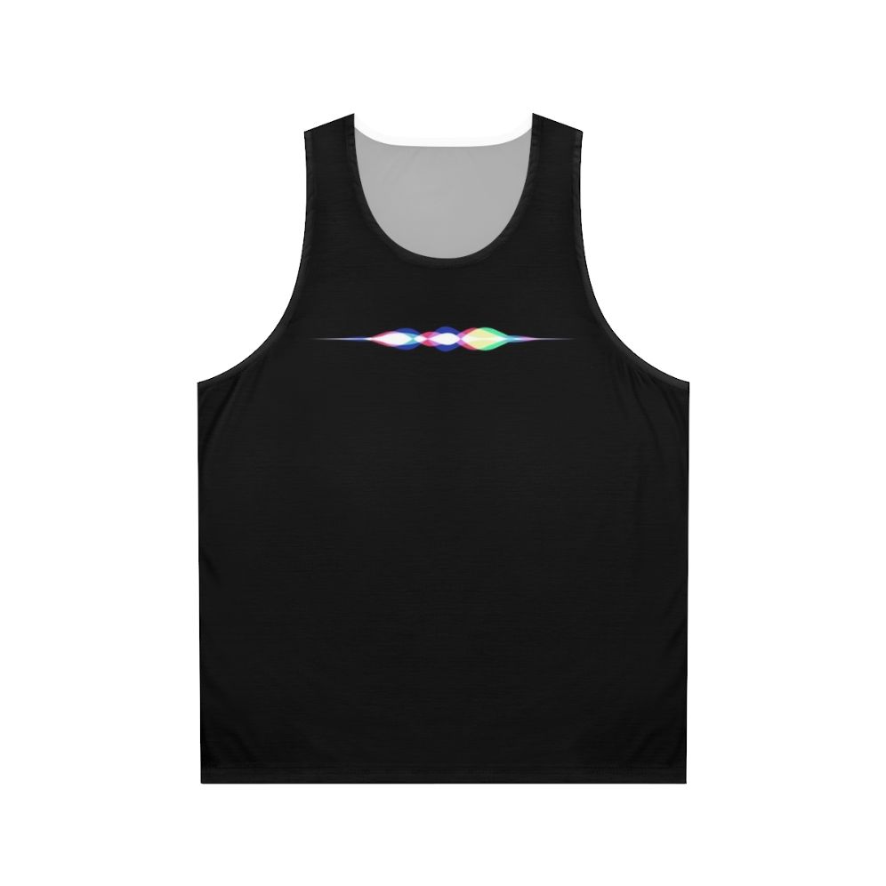 Unisex Siri voice assistant tank top with colorful waves