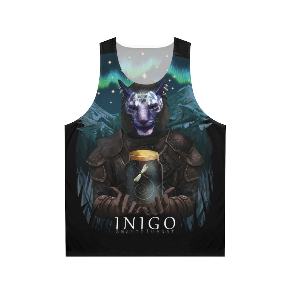 Unisex Skyrim Tank Top with Mr. Dragonfly and Aurora Design