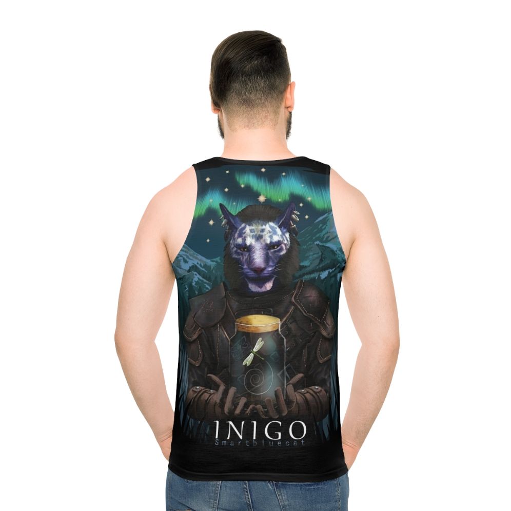 Unisex Skyrim Tank Top with Mr. Dragonfly and Aurora Design