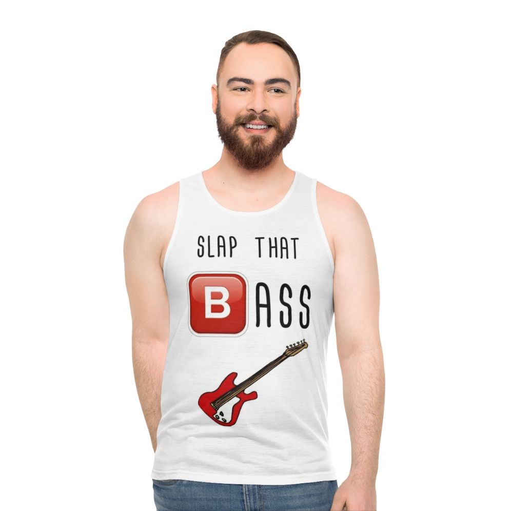Unisex tank top with "Slap That Bass" design and impossible bassline theme